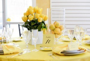 yellow table setting