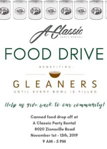 A Classic party rental food drive 
